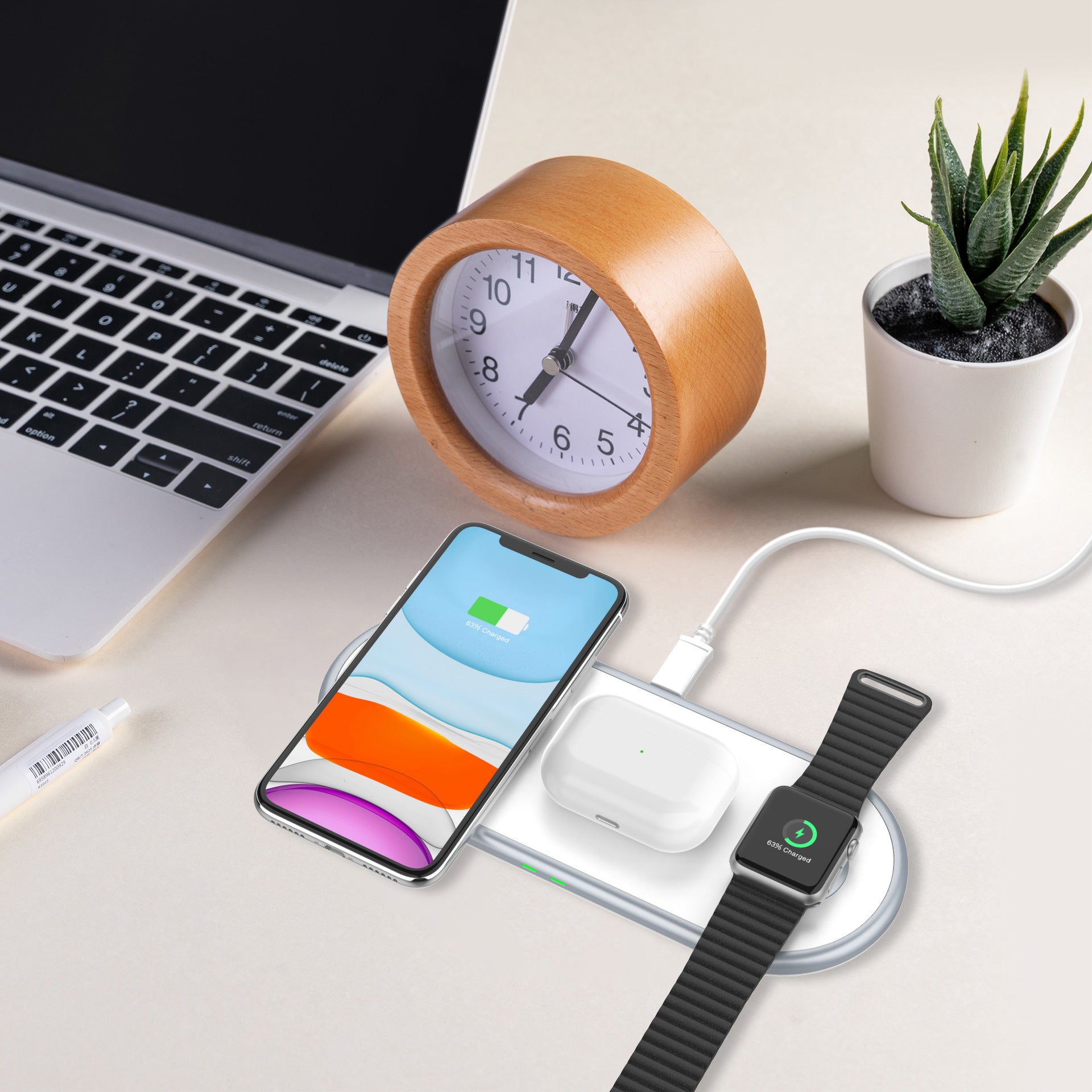 3-in-1 Dual Coil Wireless Charging Mat Front View