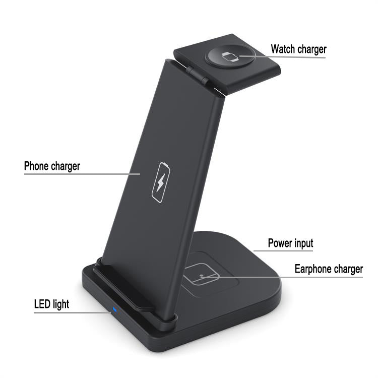 Versatile Foldable 3-In-1 Wireless Charger For Mobile Phone front view
