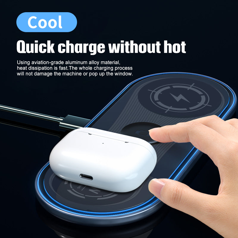 New Flat 3-in-1 Wireless Charger 15W Ambient Light charging station