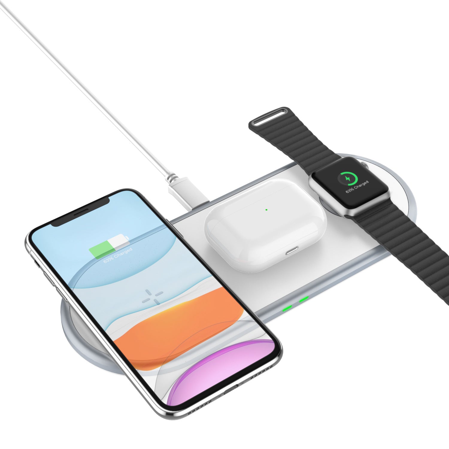 3-in-1 Dual Coil Wireless Charging Mat Front View