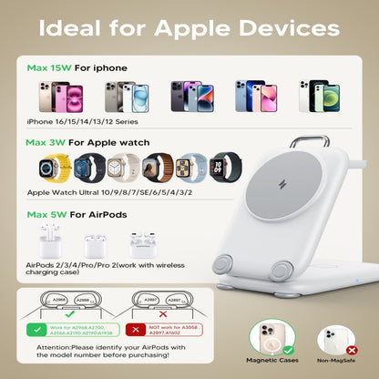 Desktop 3-in-1 Folding Stand Magnetic Wireless Charger front view