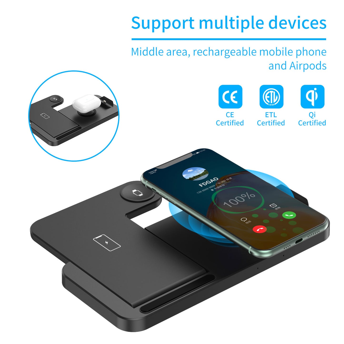 4-in-1 Desktop Wireless Charging Station desk setup
