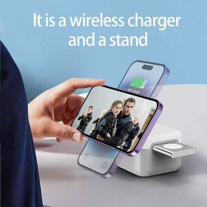 3-in-1 Wireless Charger Hidden Removable Panel Storage Front View