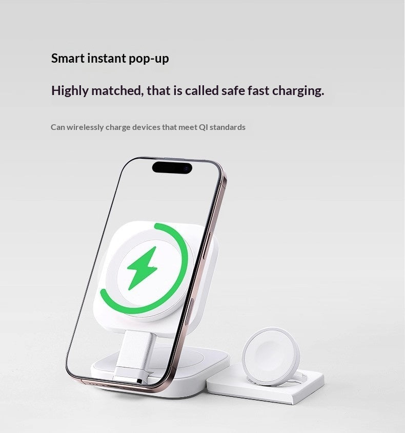 3-in-1 Wireless Charger With Magnetic Fast Charging Portable front view