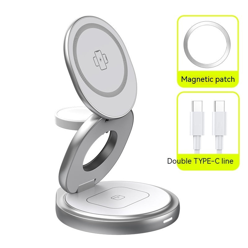 3-in-1 Wireless Charger Magnetic Folding Stand Front View