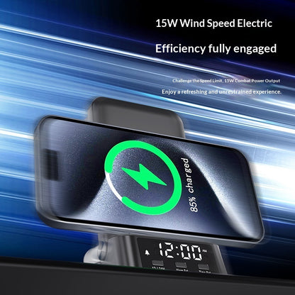 3-in-1 Charger Desktop Stand-Up Clock With Wireless Charging Front View