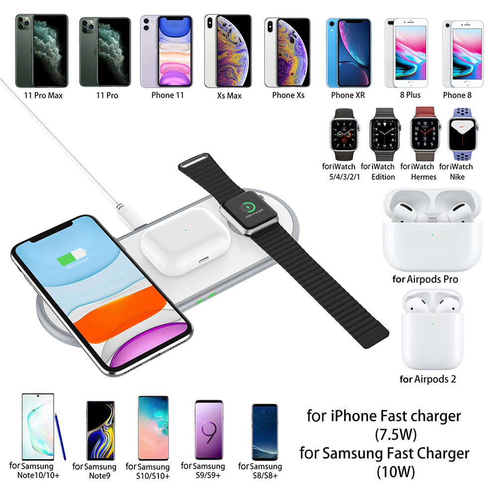 3-in-1 Dual Coil Wireless Charging Mat Front View