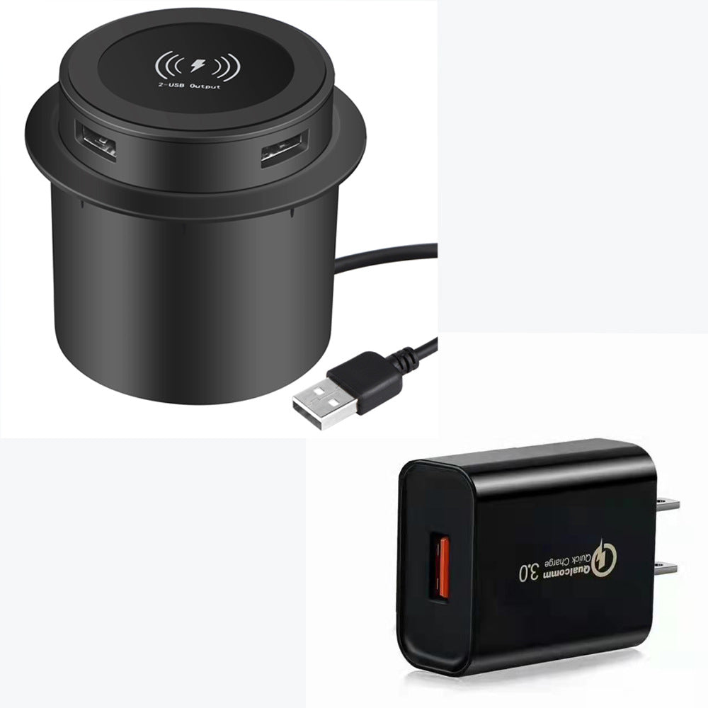 3-in-1 Desktop Wireless Charger with Hidden USB Port  