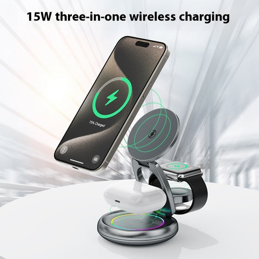 Metal 3 In 1 Wireless Rotatable Charger Bracket front view