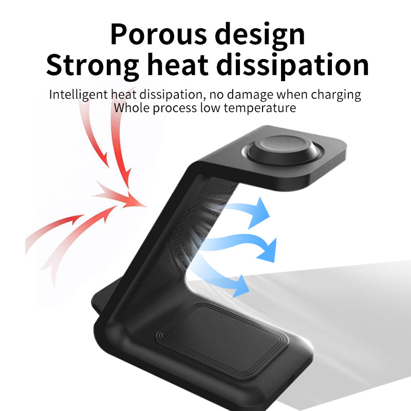 3-in-1 Upright Wireless Charger with Dual Coil - Phone Stand