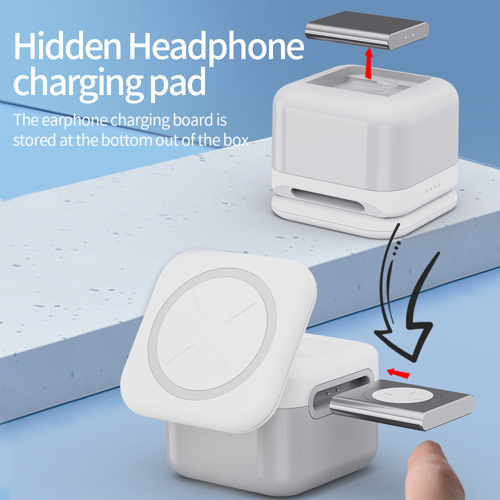3-in-1 Wireless Charger Hidden Removable Panel Storage Front View