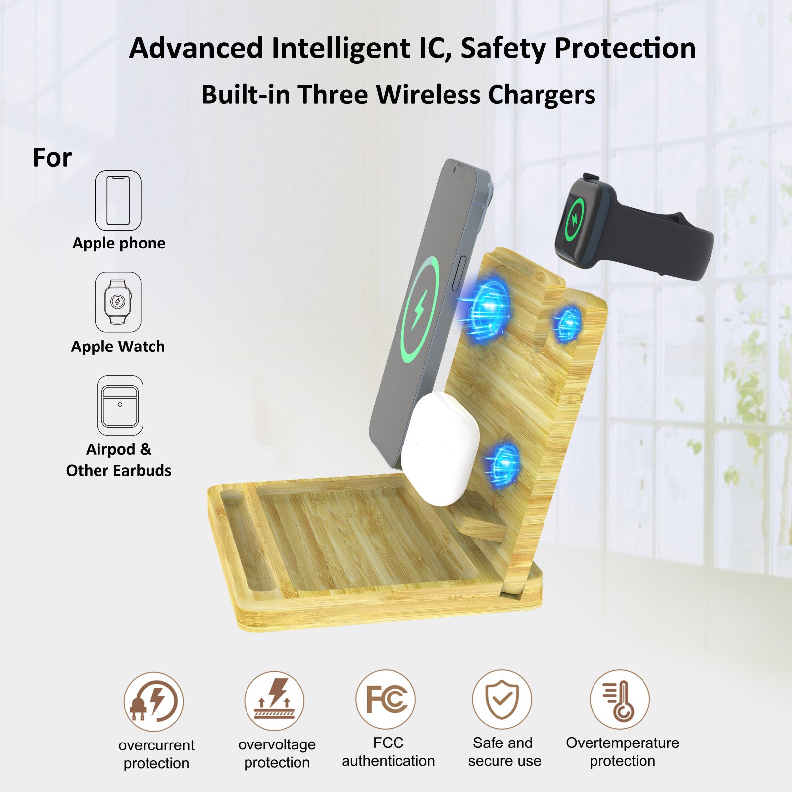 Bamboo 3-in-1 Magnetic Wireless Charger