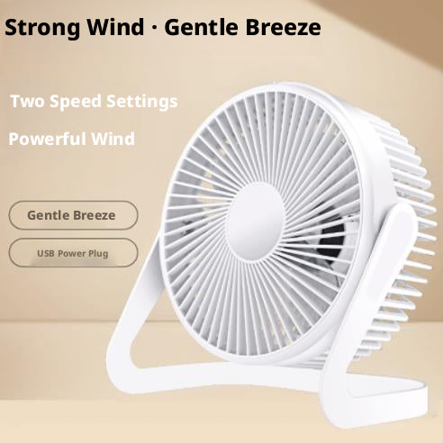 Mini fan white 6 inch adjustable second gear front view