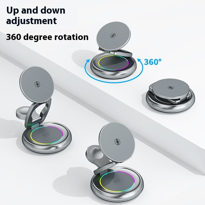 Metal 3 In 1 Wireless Rotatable Charger Bracket front view