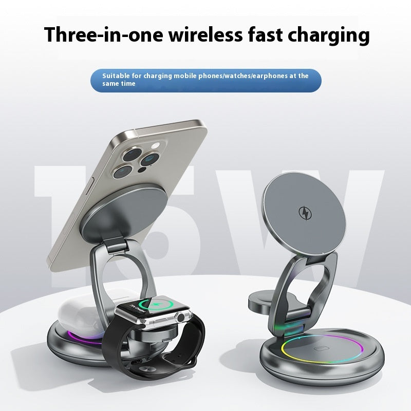 Metal 3 In 1 Wireless Rotatable Charger Bracket front view